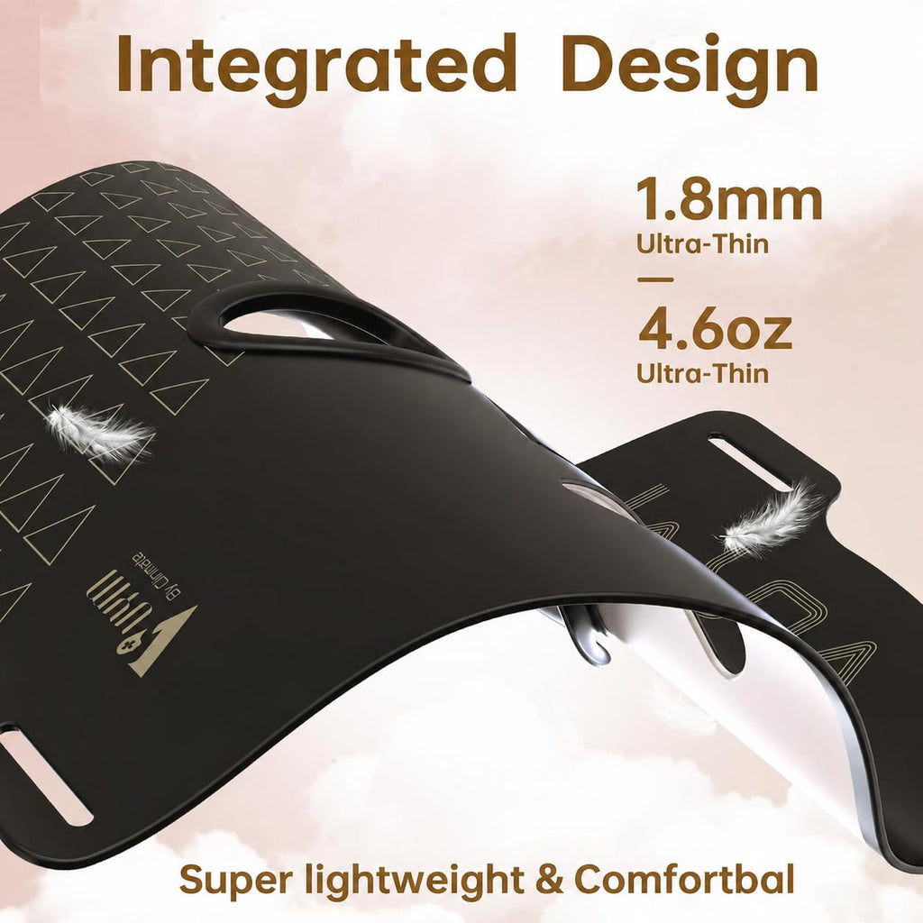 VYM Red Light Therapy for Face: High-Energy Super Lightweight 292 Leds Cordless Professional Light Therapy Mask Infrared LED Face Mask at Home Travel 2Mm Thickness - Black