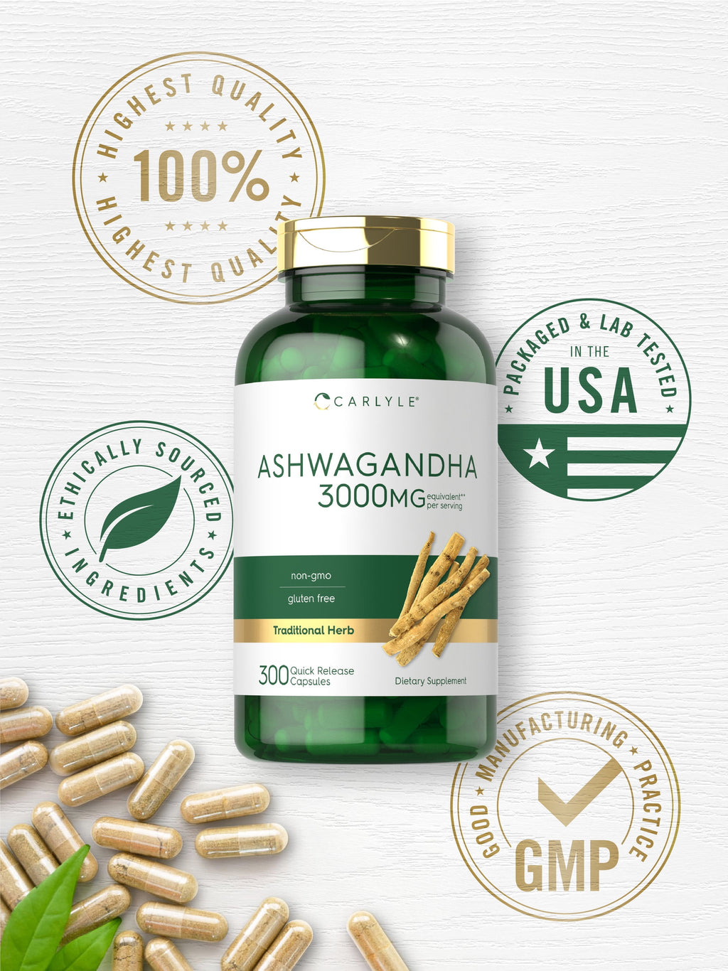 Ashwagandha Supplement 3000Mg | 300 Capsules for Men and Women | by