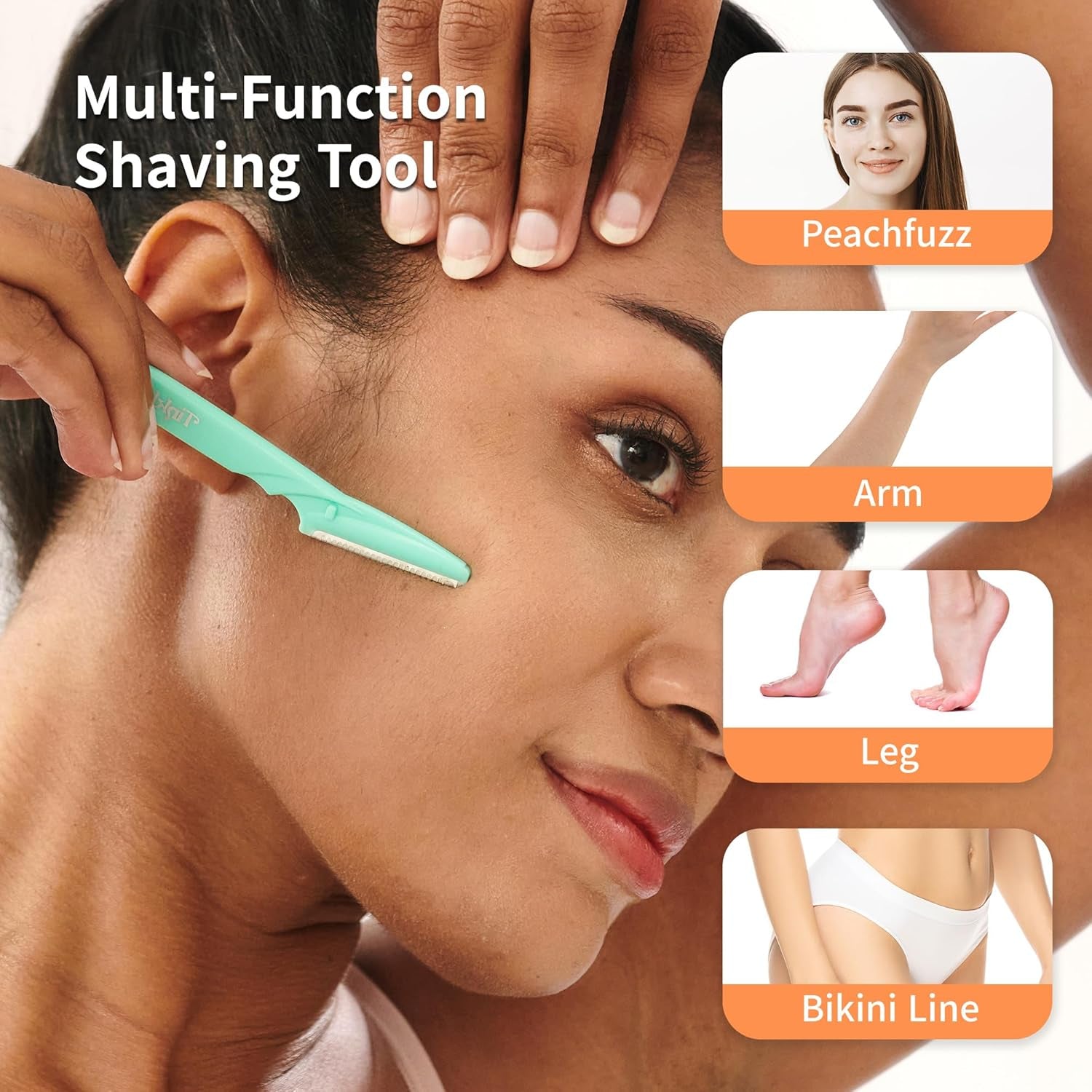 Dermaplaning Tool 6Ct, Dermaplane Razor for Women, Safe and Easy Peach Fuzz Remover, Eyebrow Trimmer with Protective Cover, Stocking Stuffers