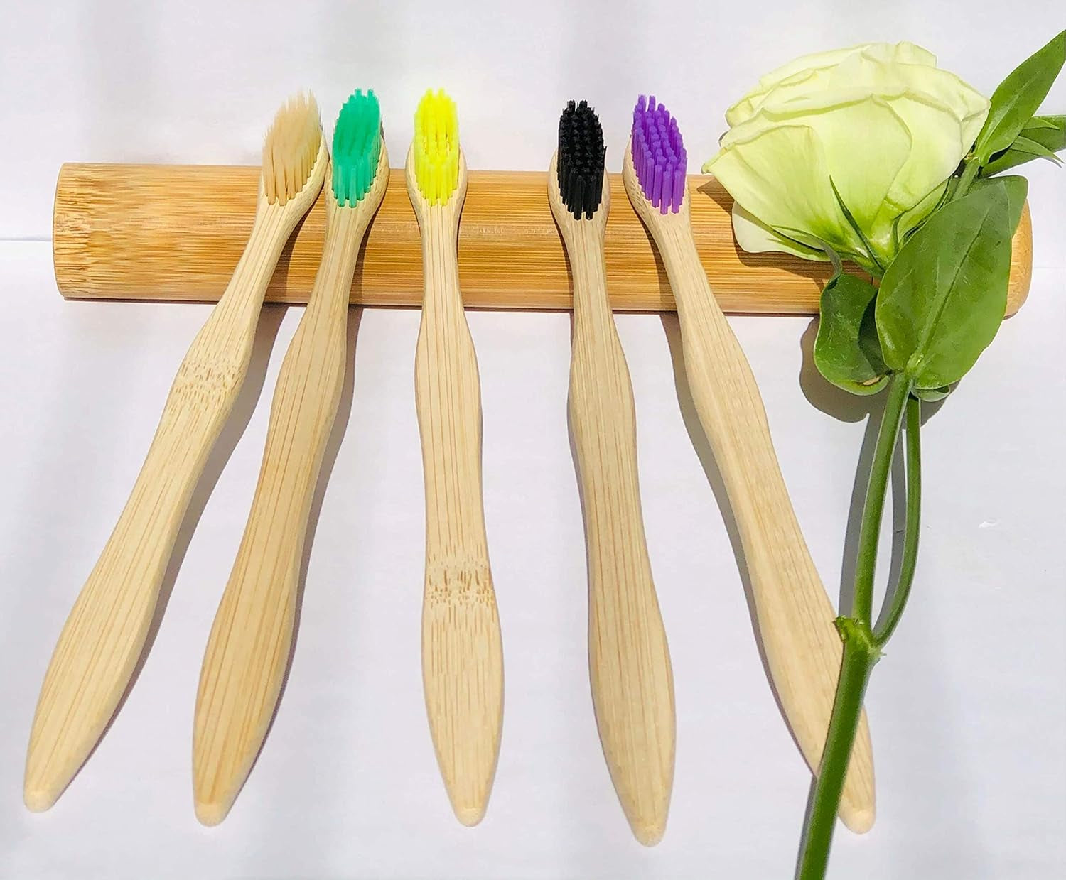 Bamboo Toothbrushes 10 Pack, Medium Soft Bristles BPA Free Biodegradable Bulk Wooden Toothbrush